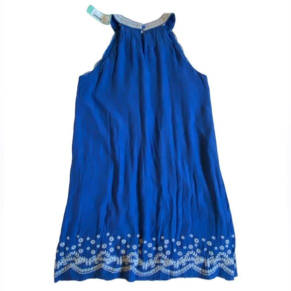 NWT THML Vittoria Embroidered Sleeveless Dress Lined Size S Cobalt Blue Scallop - Picture 8 of 12